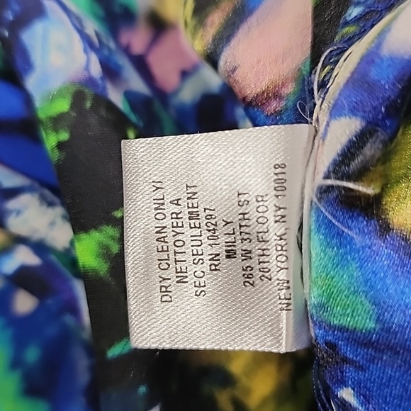 MILLY Silk Jewel-Print Tie-Neck Blouse  blue multicolor Size 4‎ Small - Picture 12 of 15